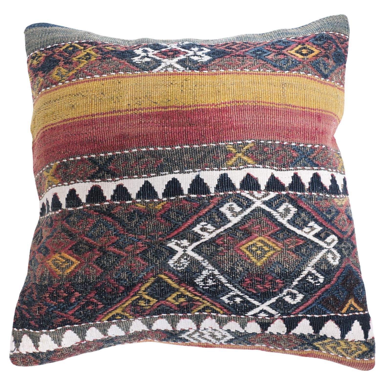 Vintage & Old Kilim Cushion Cover, Anatolian Yastik Turkish Modern Pillow 4479 For Sale