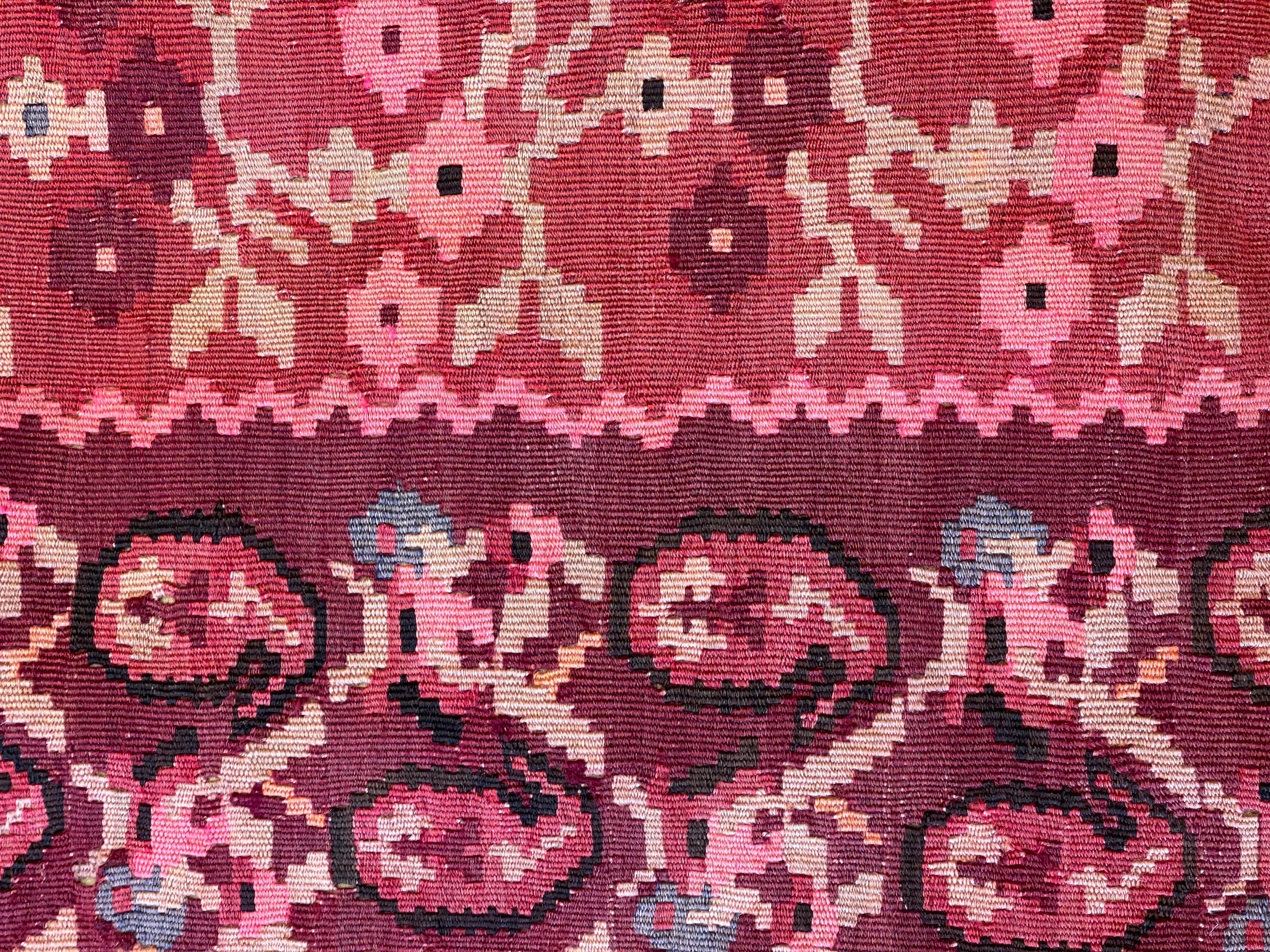 Türkisches modernes Yastik-Kissen im Vintage-Stil mit altem Kelim-Kissen, 4480 (Handgeknüpft) im Angebot