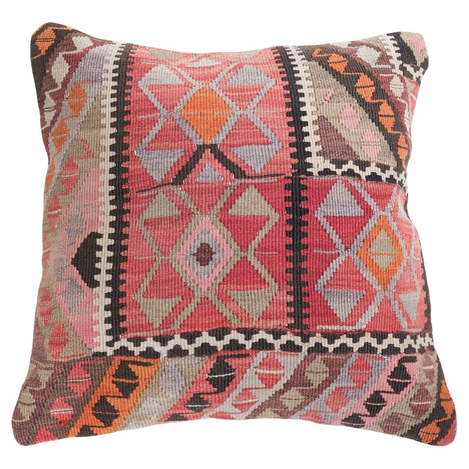 Coussin Kilim vintage et ancien, coussin moderne turc d'Anatolie Yastik 4492