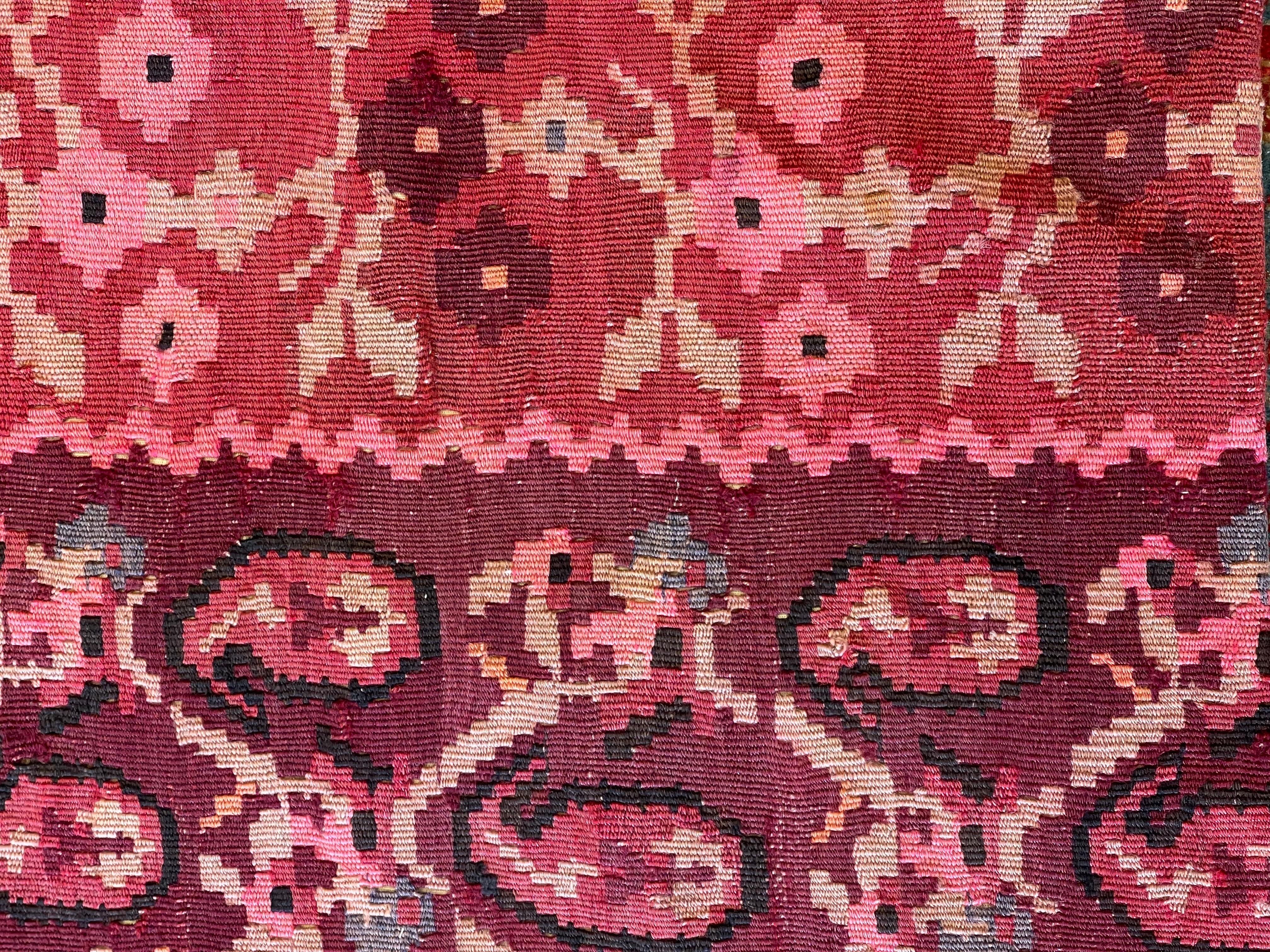 Funda de Cojín Kilim Vintage y Antiguo, Cojín Moderno Turco Yastik de Anatolia 4500 Anudado a mano en venta