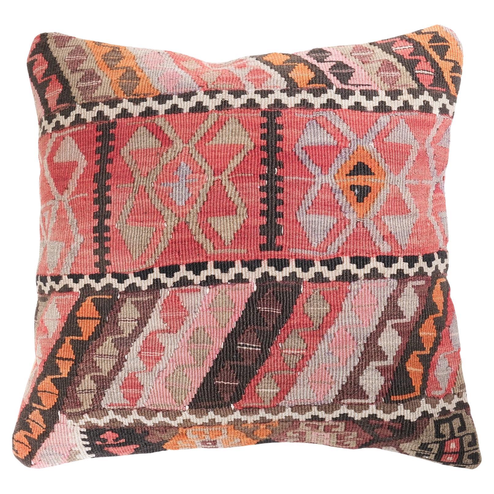 Vintage & Old Kilim Cushion Cover, Anatolian Yastik Turkish Modern Pillow 4501 For Sale