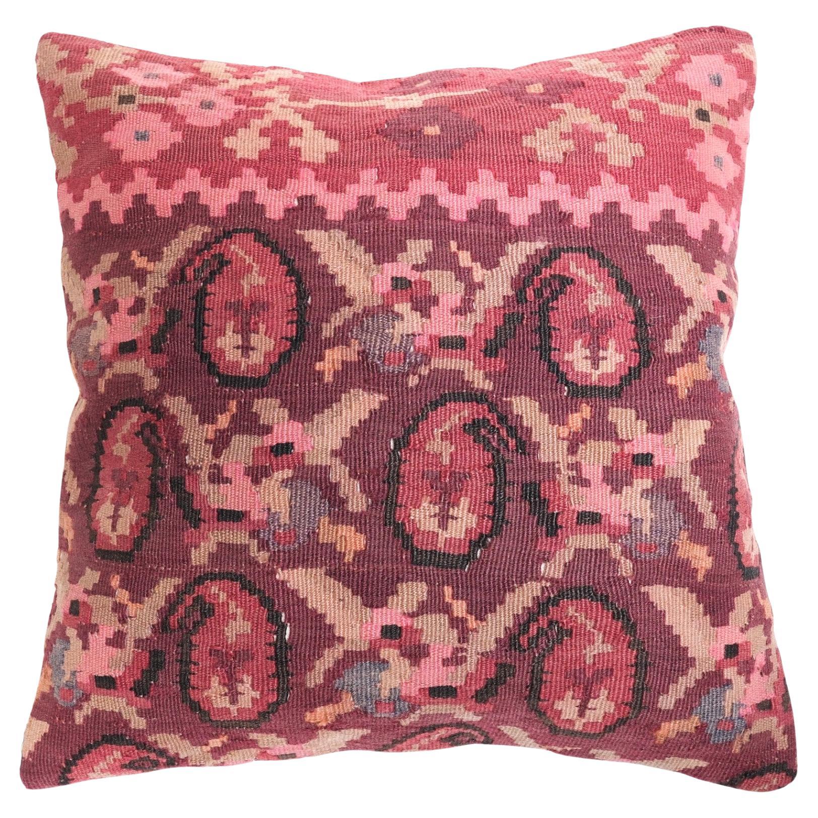 Vintage & Old Kilim Cushion Cover, Anatolian Yastik Turkish Modern Pillow 4502 For Sale