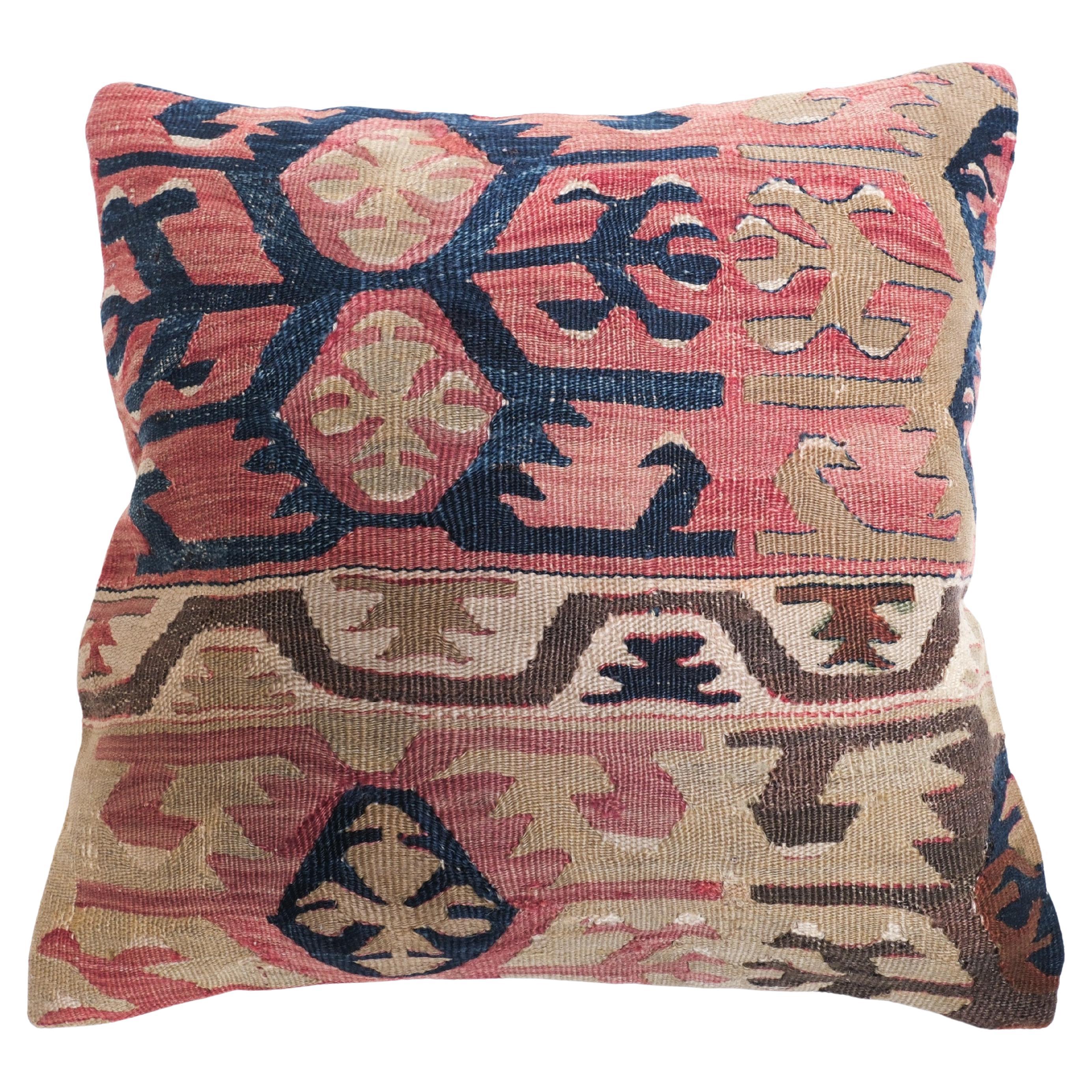 Vintage & Old Kilim Cushion Cover, Anatolian Yastik Turkish Modern Pillow 4507