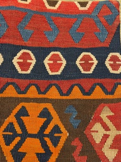 Vintage & Old Kilim Cushion Cover, Anatolian Yastik Turkish Modern Pillow 4509