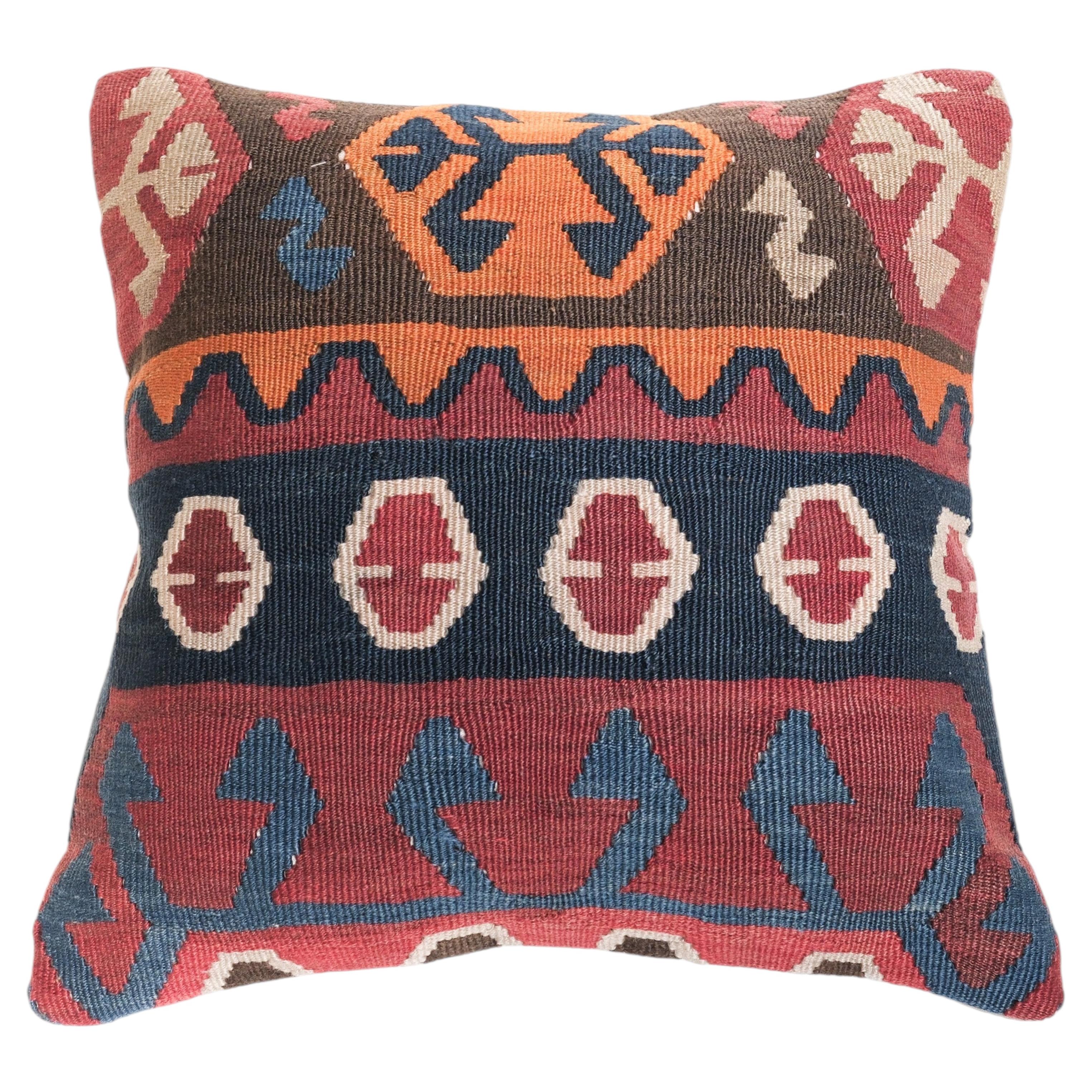 Vintage & Old Kilim Cushion Cover, Anatolian Yastik Turkish Modern Pillow 4509