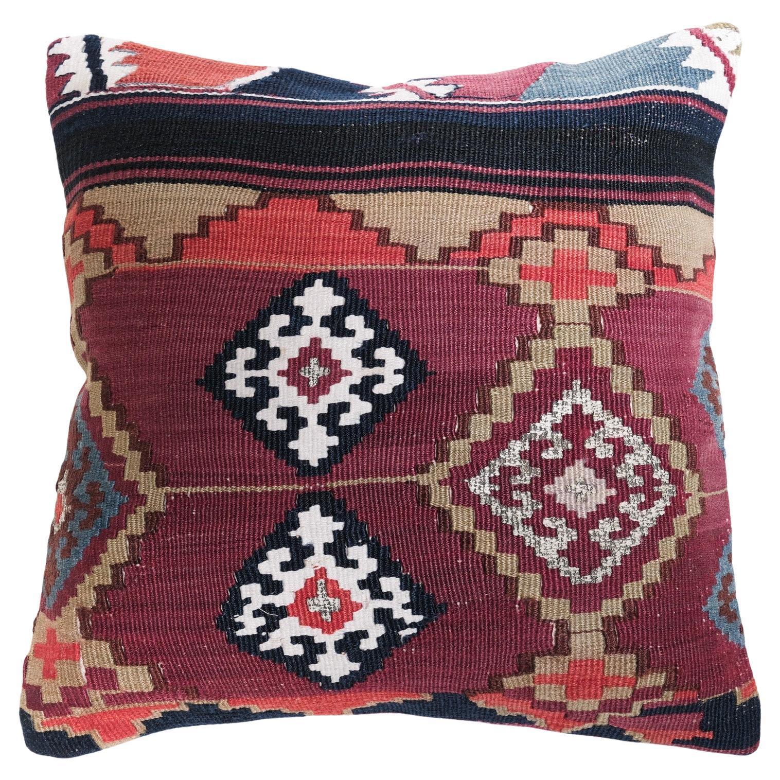 Vintage & Old Kilim Cushion Cover, Anatolian Yastik Turkish Modern Pillow 4510 For Sale