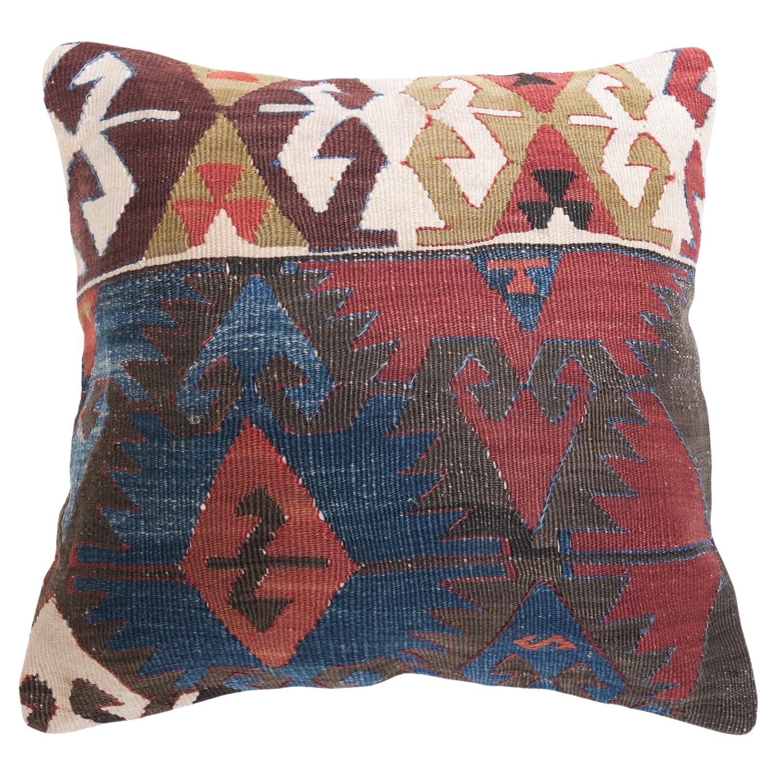 Vintage & Old Kilim Cushion Cover, Anatolian Yastik Turkish Modern Pillow 4514