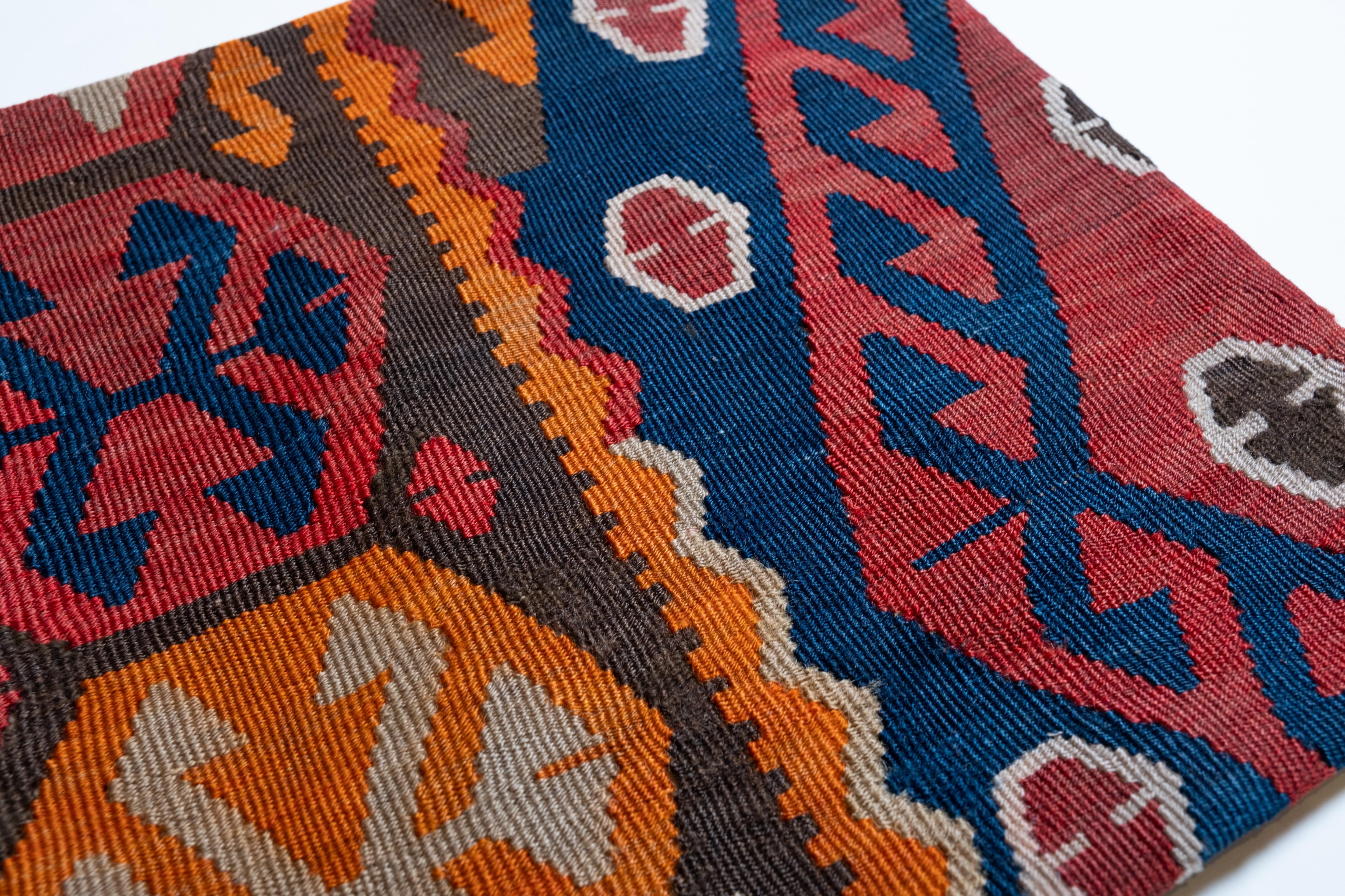 Vintage & Old Kilim Cushion Cover, Anatolian Yastik Turkish Modern Pillow 4517 In Good Condition For Sale In Tokyo, JP