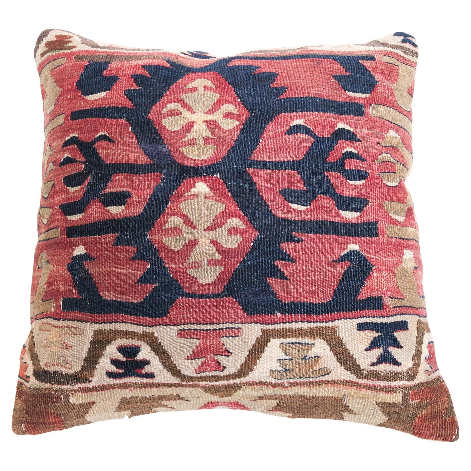 Vintage & Old Kilim Cushion Cover, Anatolian Yastik Turkish Modern Pillow 4518 For Sale