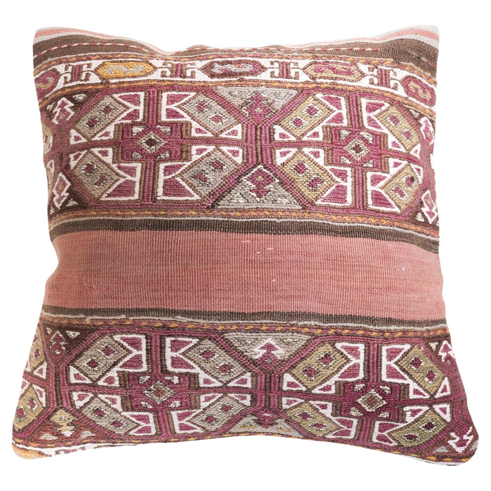 Vintage & Old Kilim Cushion Cover, Anatolian Yastik Turkish Modern Pillow 4519 For Sale