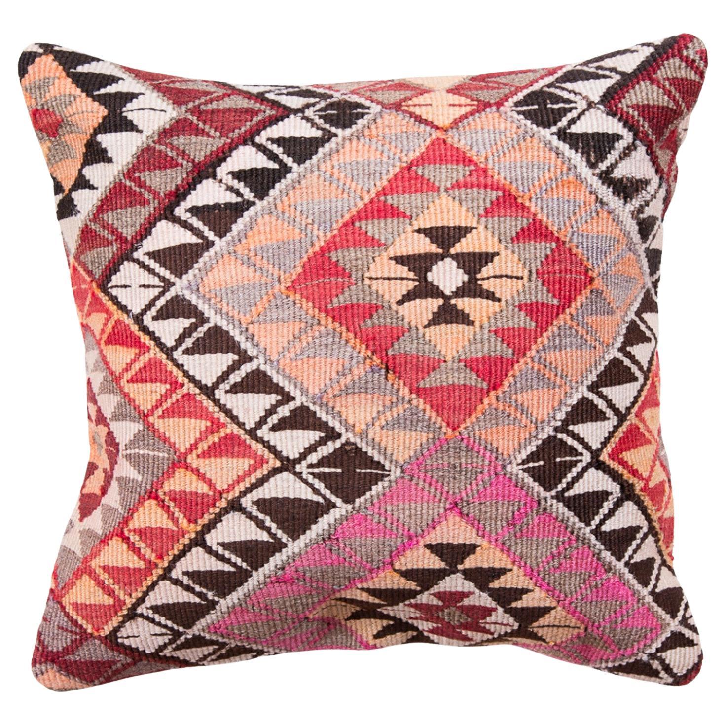 Vintage and Old Kilim Cushion Cover, Anatolian Yastik Turkish Modern
