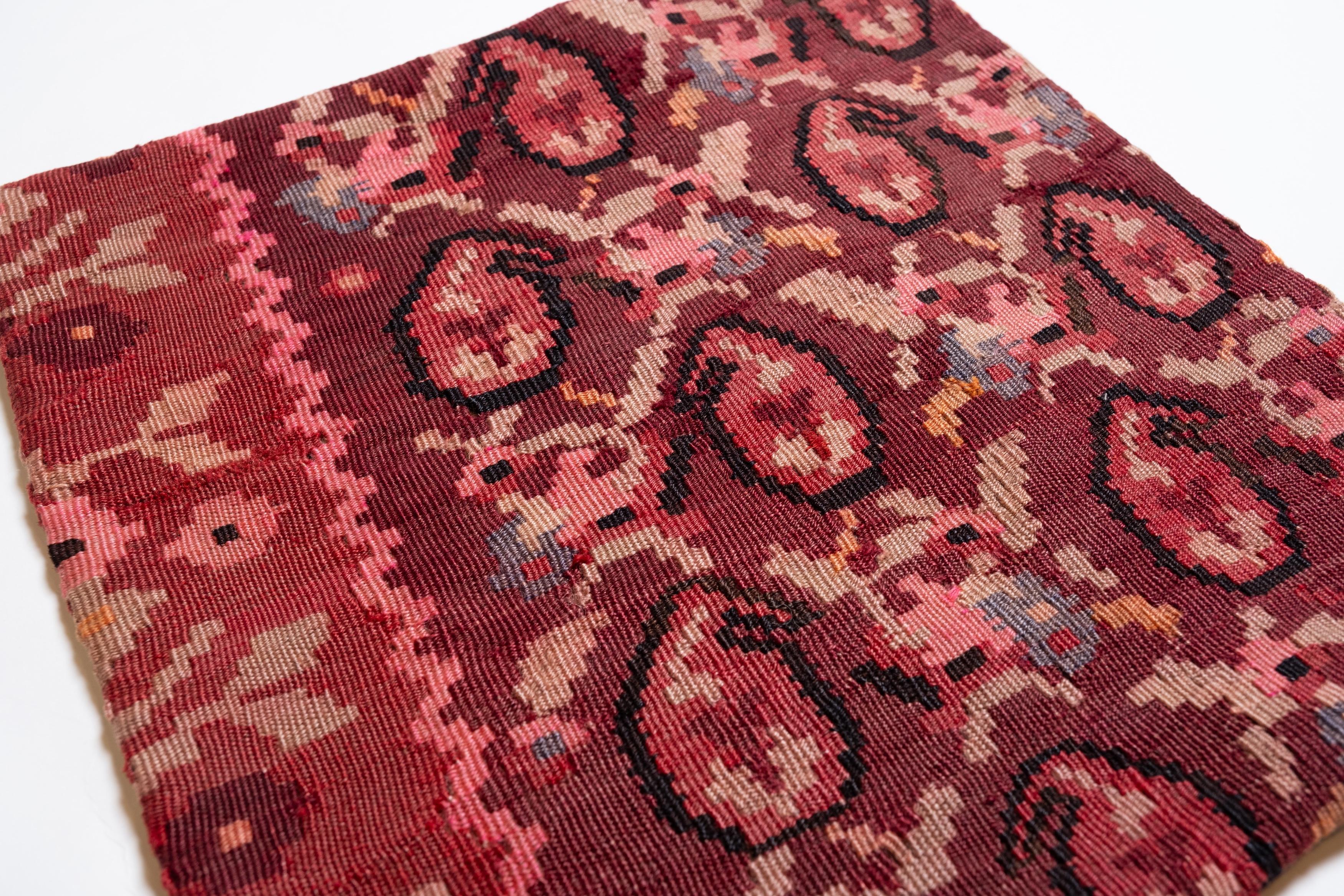 Vintage & Old Kilim Cushion Cover, Anatolian Yastik Turkish Modern Pillow 4505 In Good Condition For Sale In Tokyo, JP