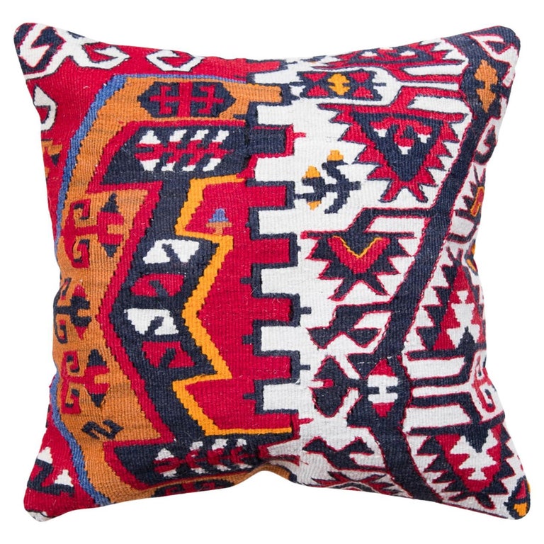 Vintage and Old Kilim Cushion Cover, Anatolian Yastik Turkish Modern