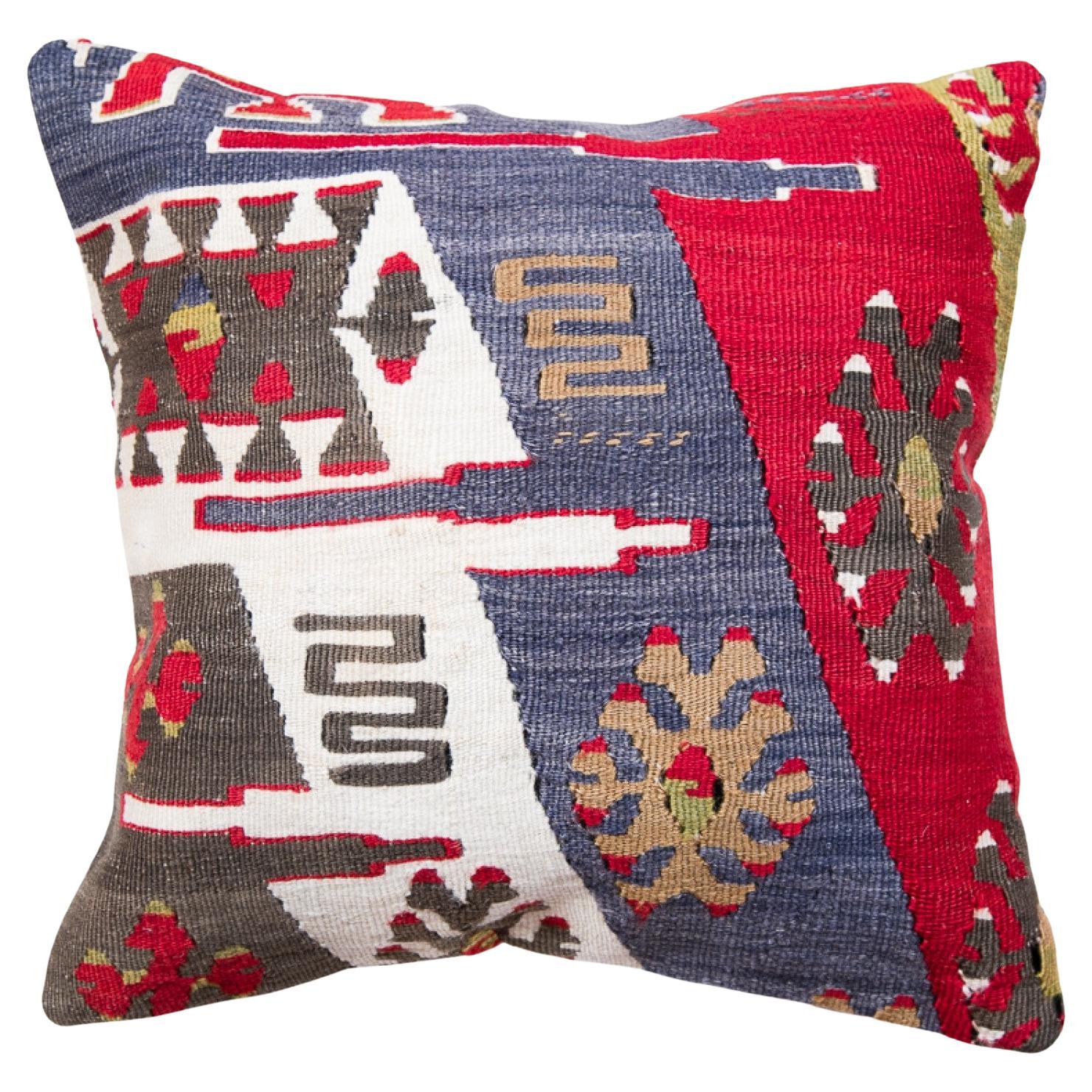 Vintage & Old Kilim Cushion Cover, Anatolian Yastik Turkish Modern Pillow KC3524