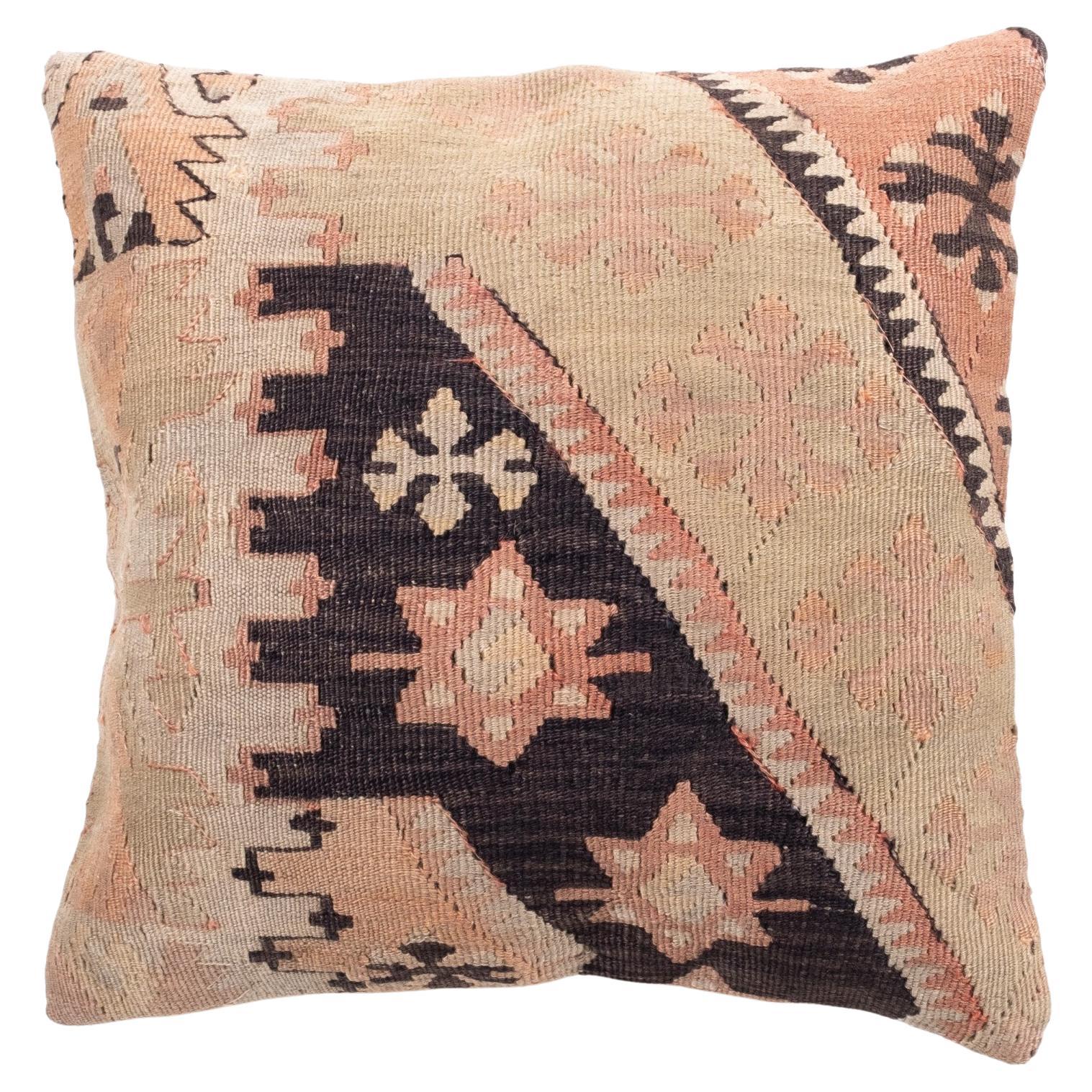 Vintage & Old Kilim Cushion Cover, Anatolian Yastik Turkish Modern Pillow 4326