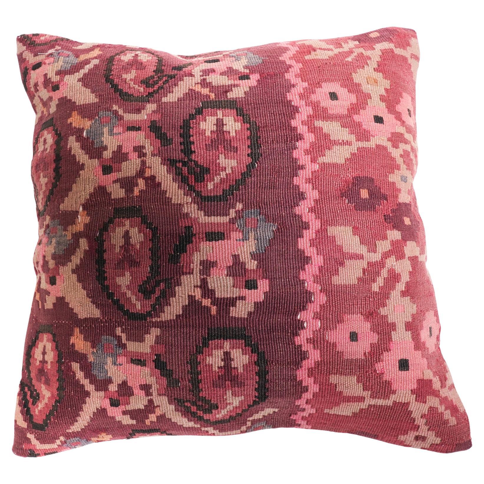 Vintage & Old Kilim Cushion Cover, Anatolian Yastik Turkish Modern Pillow 4523 For Sale