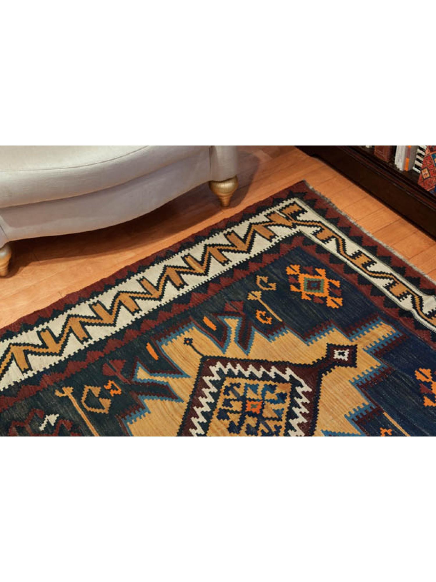 Hand-Knotted Vintage Old Kuba Super Fine Kilim Rug, Caucasian Carpet For Sale