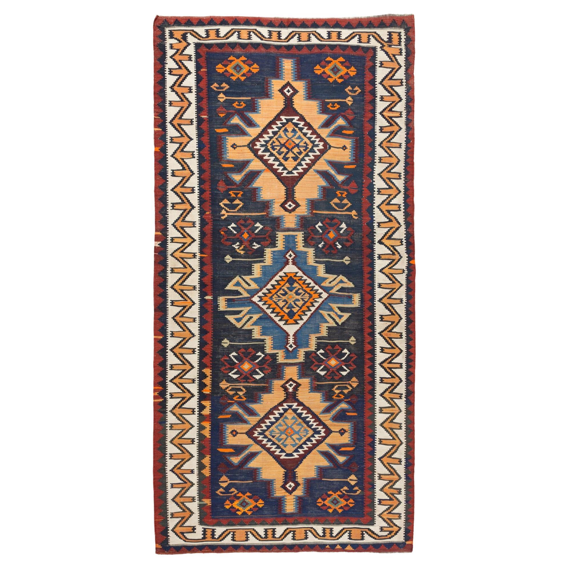 Vintage Old Kuba Super Fine Kilim Rug, Caucasian Carpet