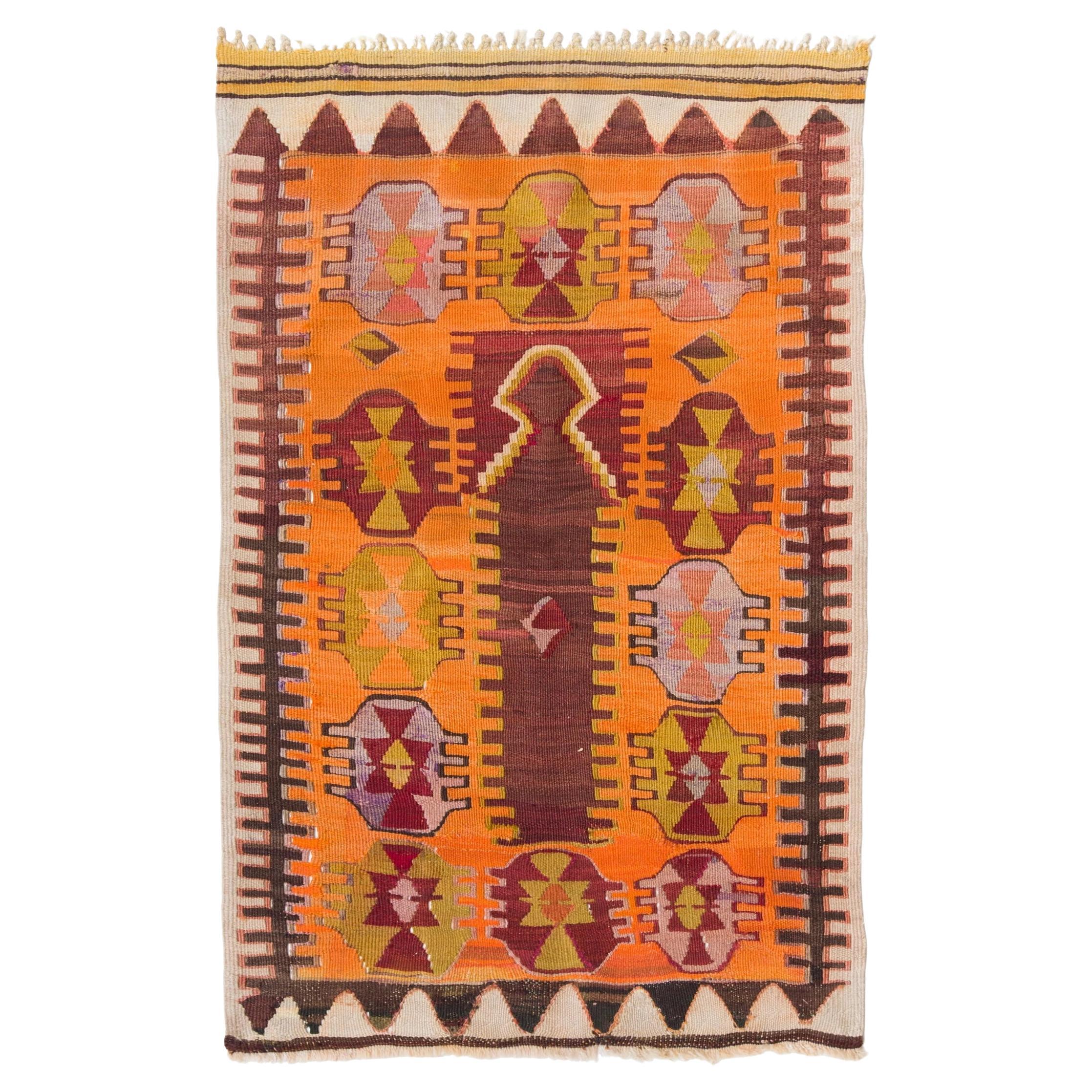 Antiguo Mihrab Alfombra Kilim Konya Anatolia Central Alfombra Turca Natural