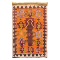 Antiguo Mihrab Alfombra Kilim Konya Anatolia Central Alfombra Turca Natural