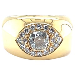 Vintage Old Mine Cut 1.00 Carat Diamond 18 Karat Gold Eye Ring