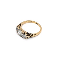 Vintage Old Mine Cut Diamond & 18k Yellow Gold Three-Stone Ring - Size 7.25