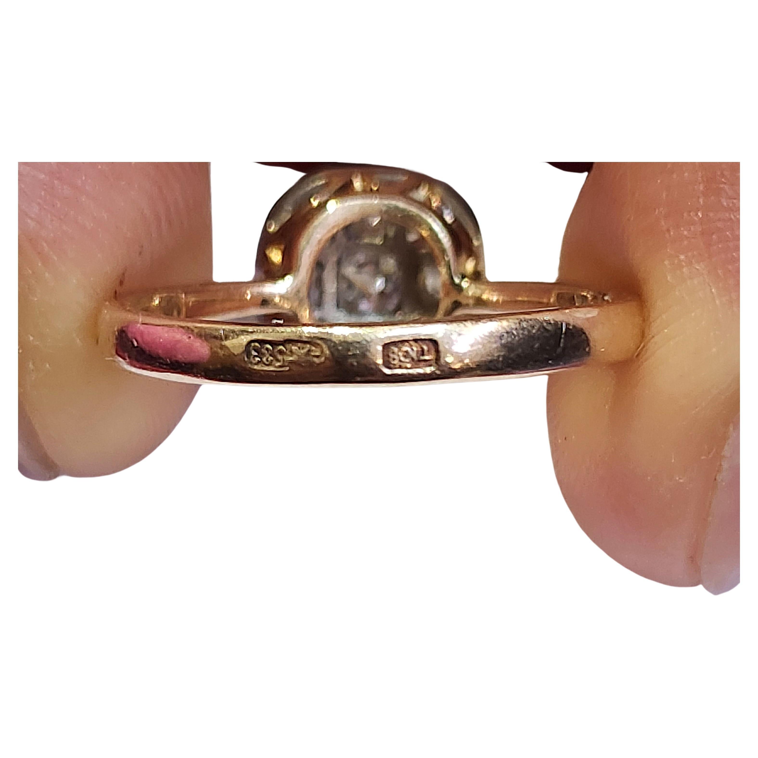 Anillo de oro con racimo de diamantes talla antigua vintage 2