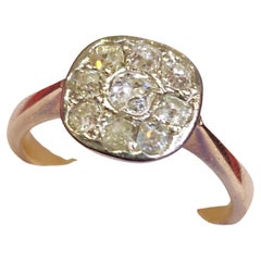 Vintage Old Mine Cut Diamond Cluster Gold Ring