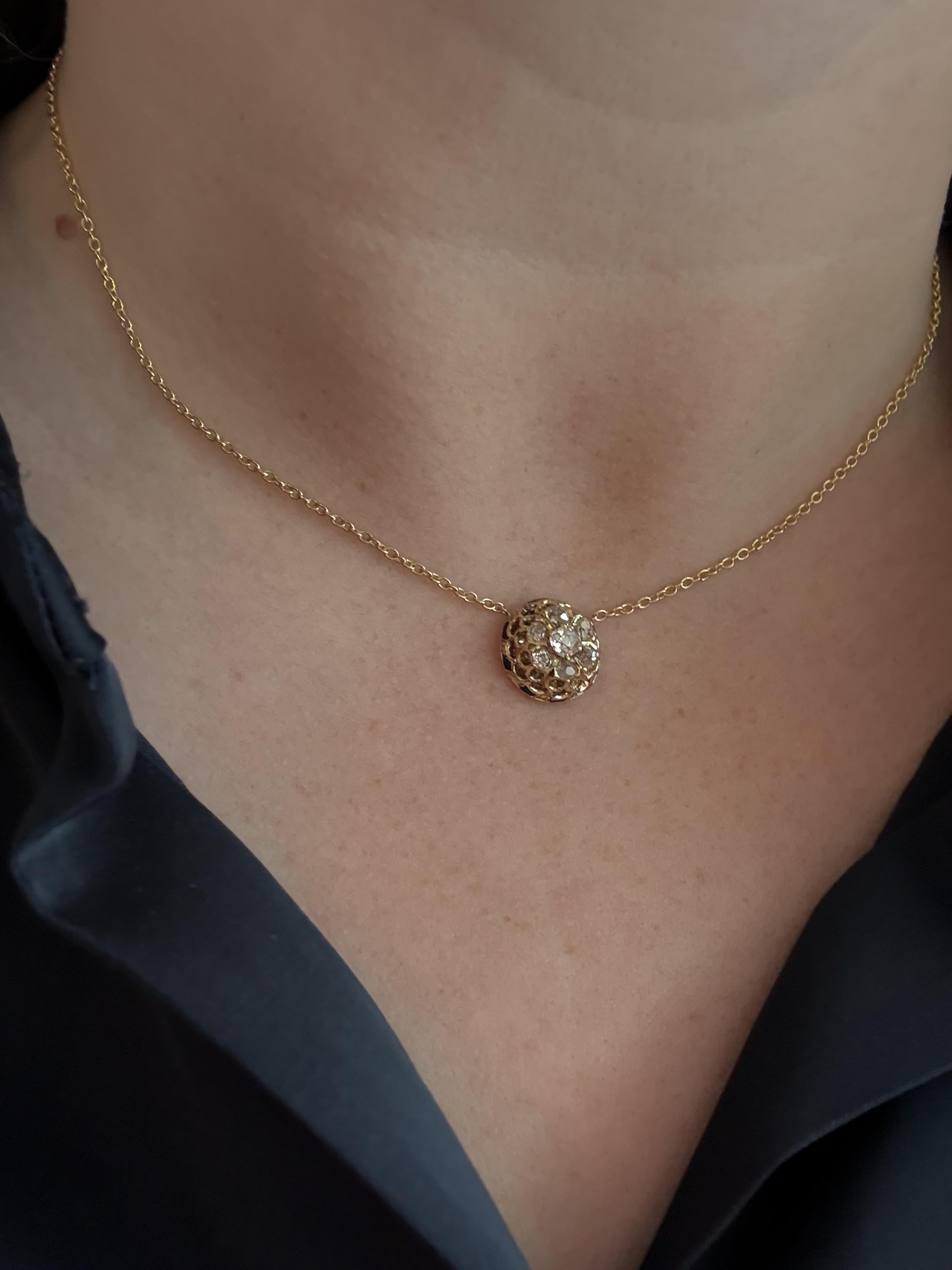 Vittoriano Collana a grappolo di diamanti d'epoca con taglio a miniera in vendita