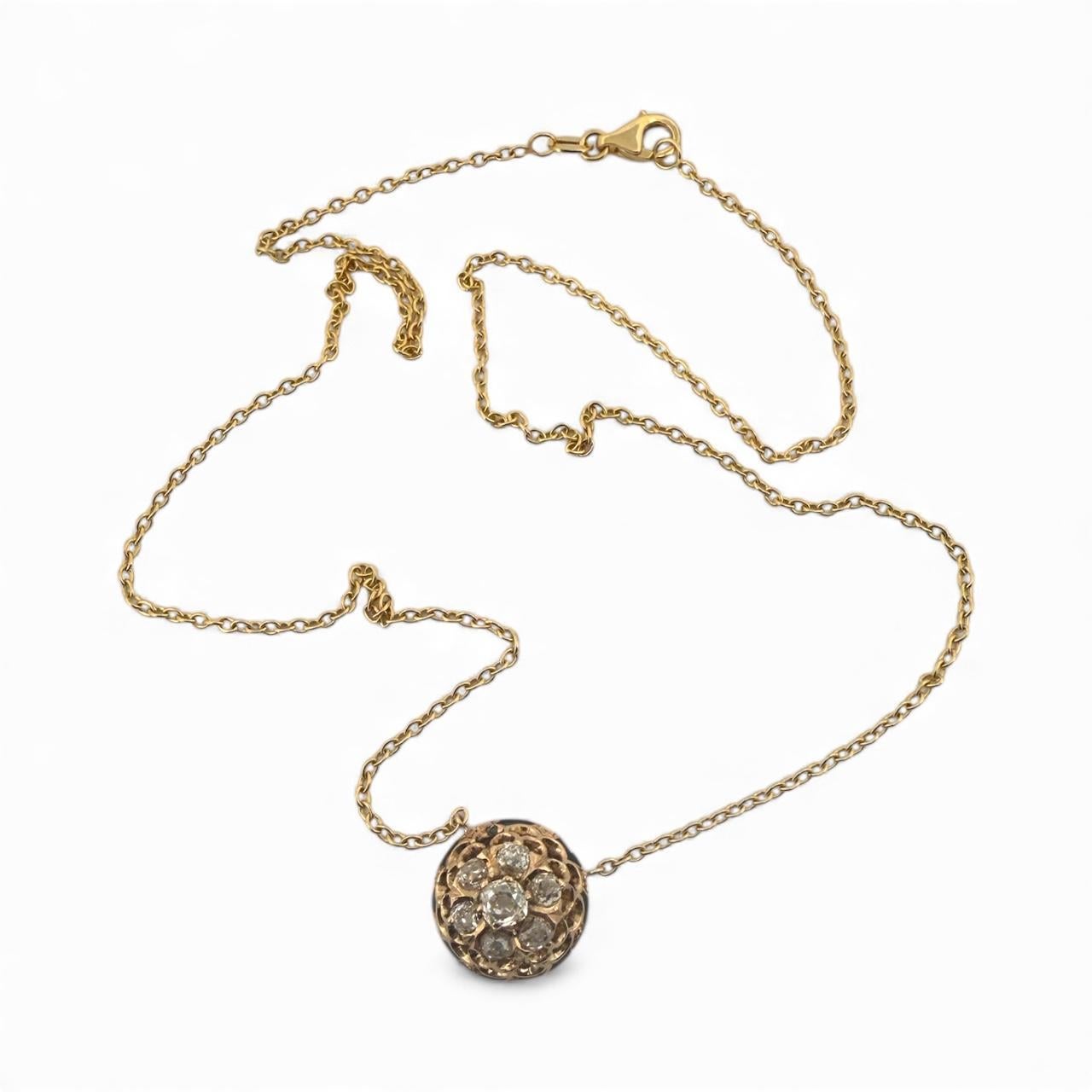 Collana a grappolo di diamanti d'epoca con taglio a miniera In condizioni buone in vendita a Montgomery, AL