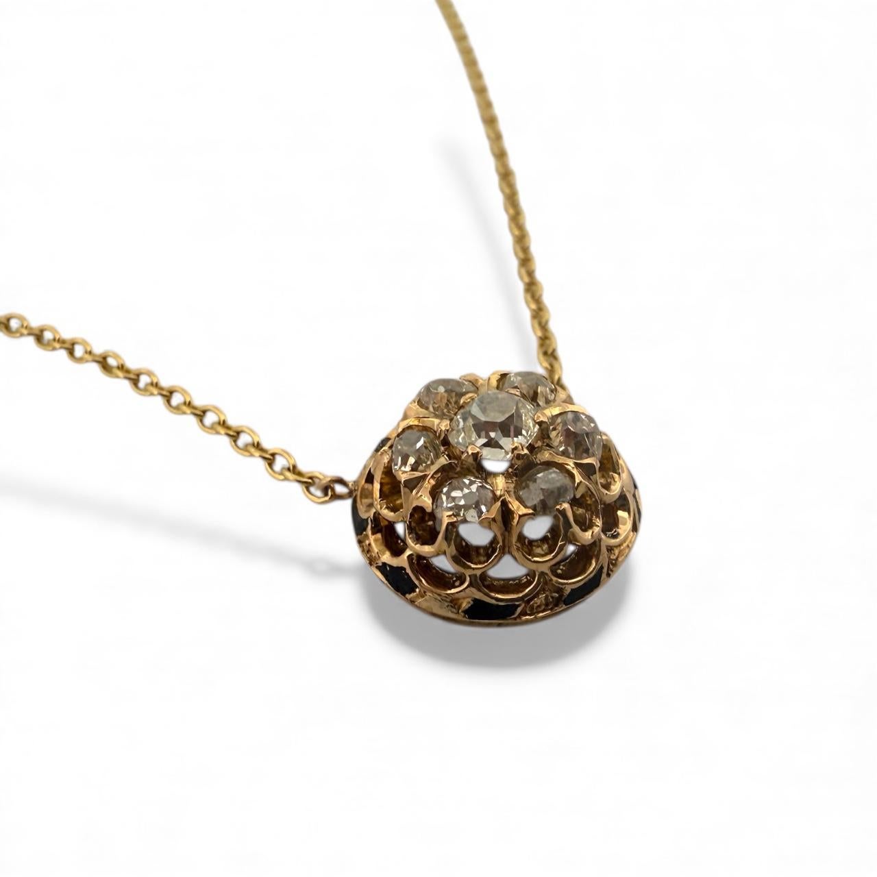 Collana a grappolo di diamanti d'epoca con taglio a miniera in vendita 1