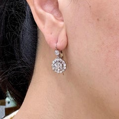 Orecchini pendenti vintage con diamanti taglio Old Mine, argento/oro