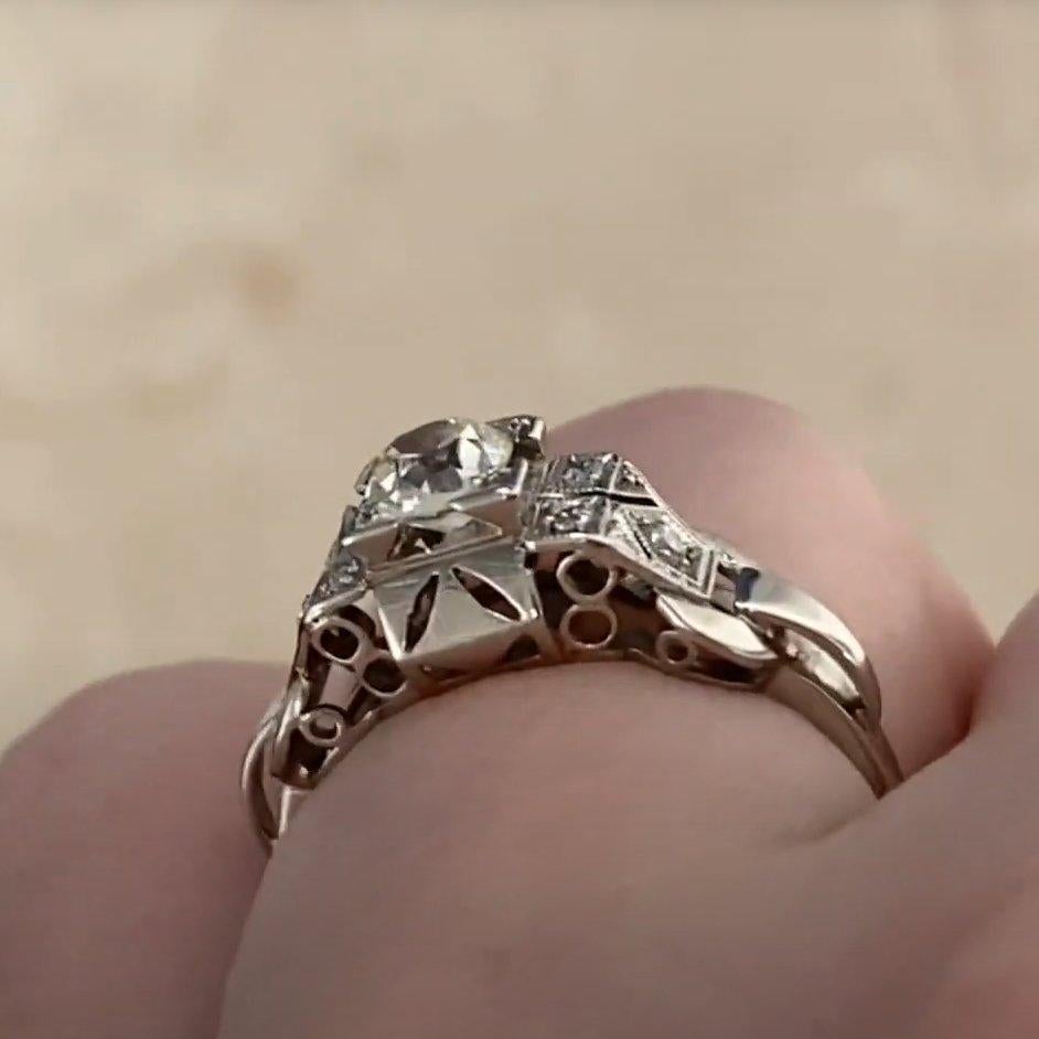 Anello di fidanzamento vintage con diamanti taglio mine (circa 0,50 carati), platino In condizioni ottime in vendita a New York, NY