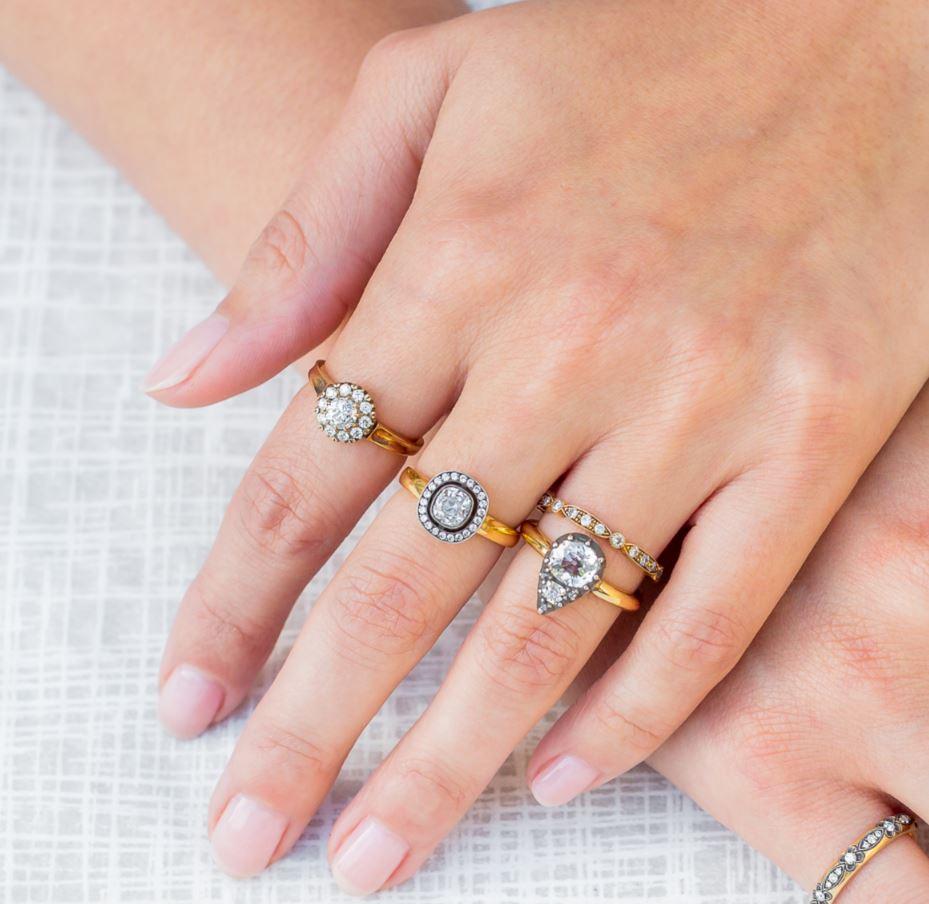 diamonds set in sterling silver