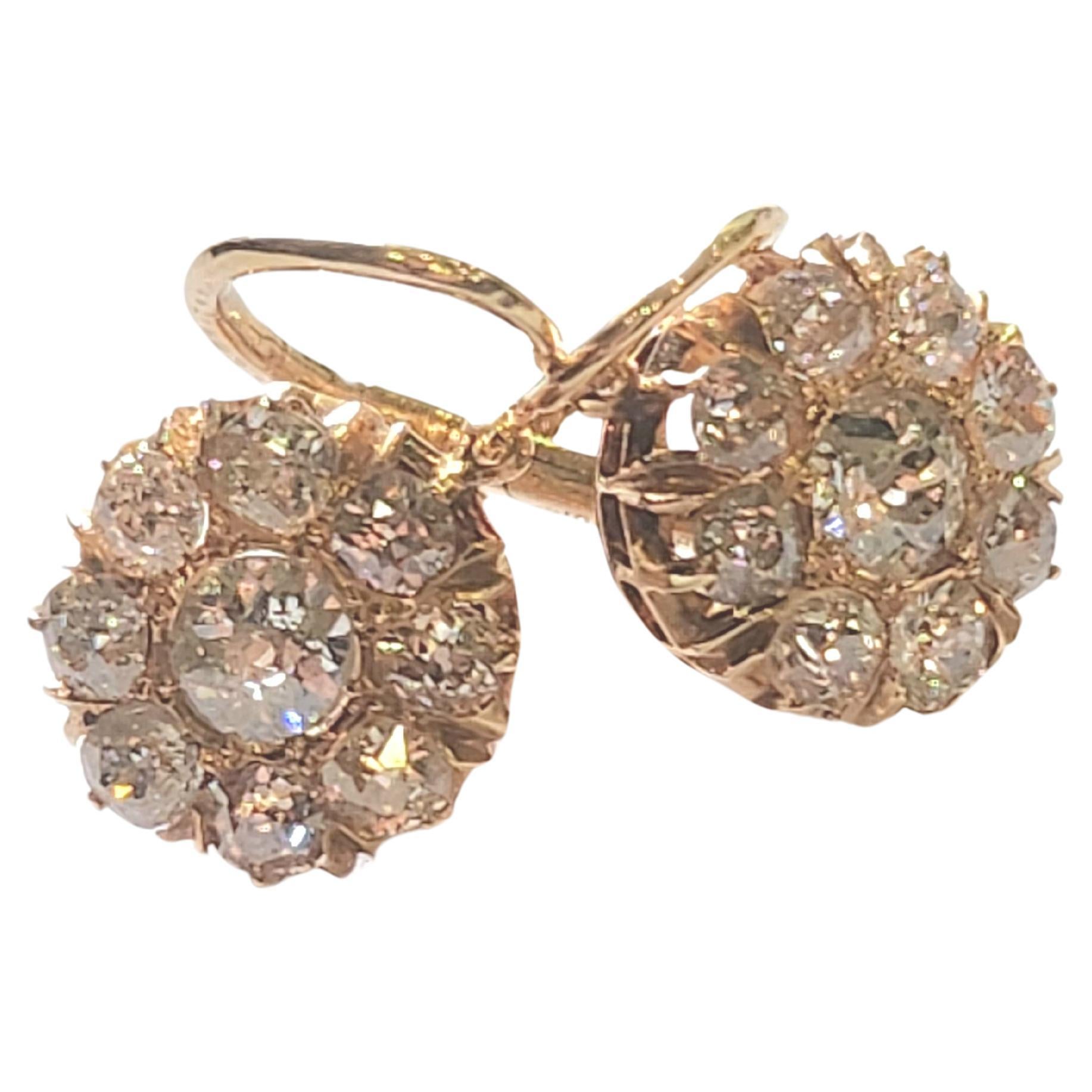 Vintage Old Mine Cut Diamant Gold Ohrringe Damen im Angebot