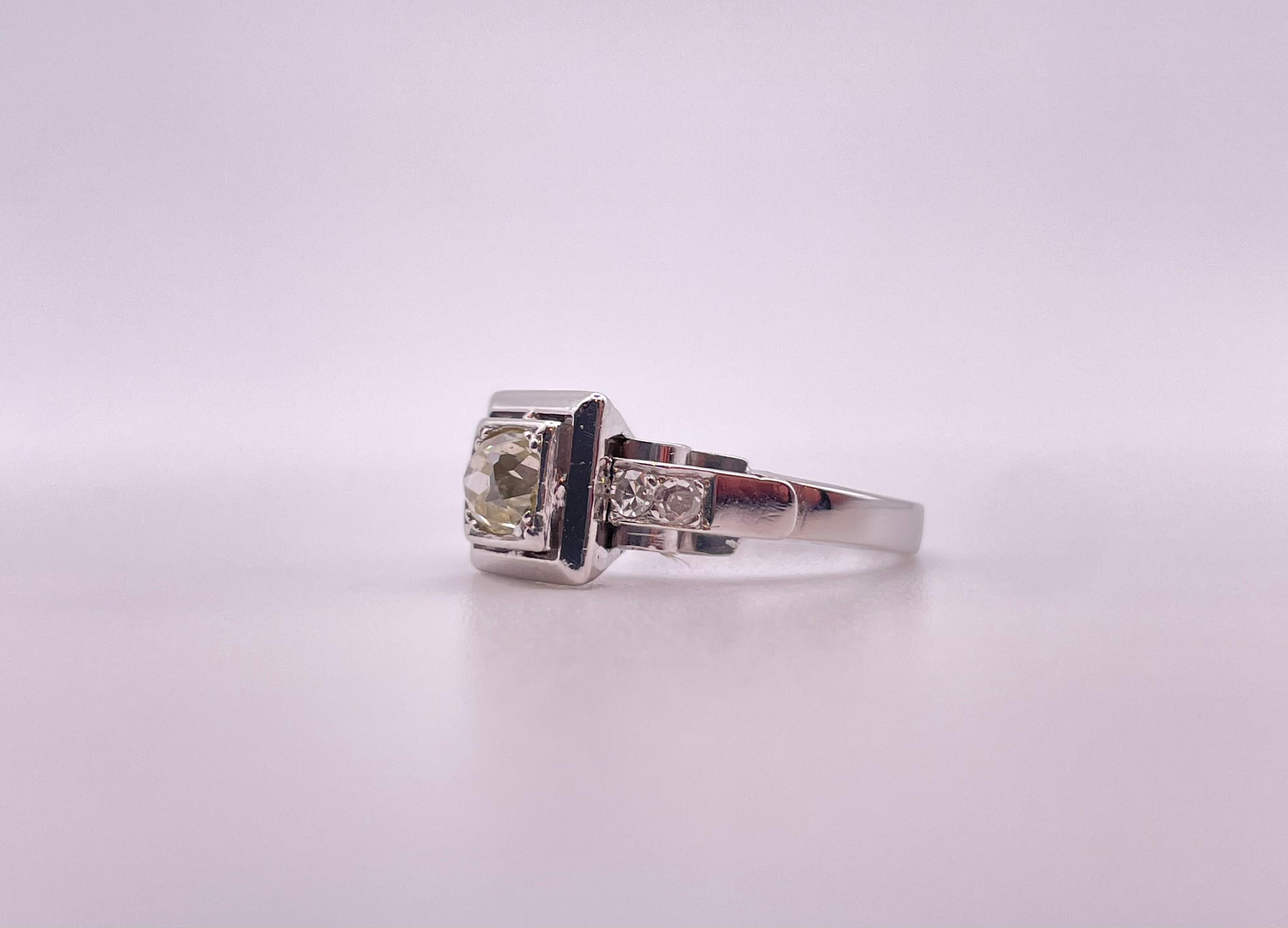 Women's Vintage Old Mine Cut Diamond Ring For Sale