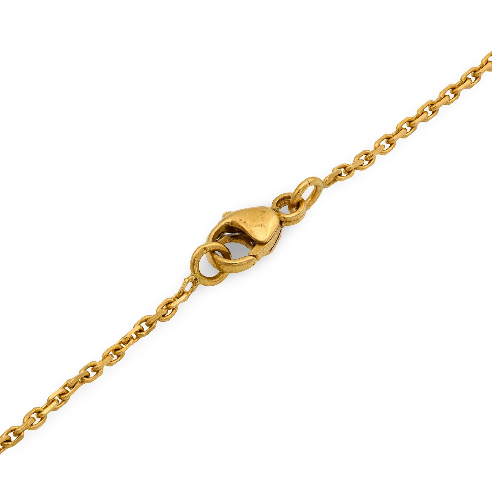 Collana vintage con diamanti di vecchia miniera in oro giallo 18 carati e 3 pietre a goccia in vendita 1