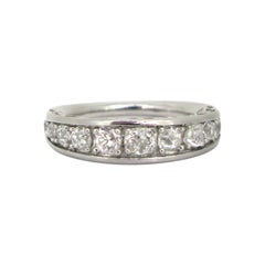 Vintage Old Mine Diamond Half Eternity Ring, Platinum