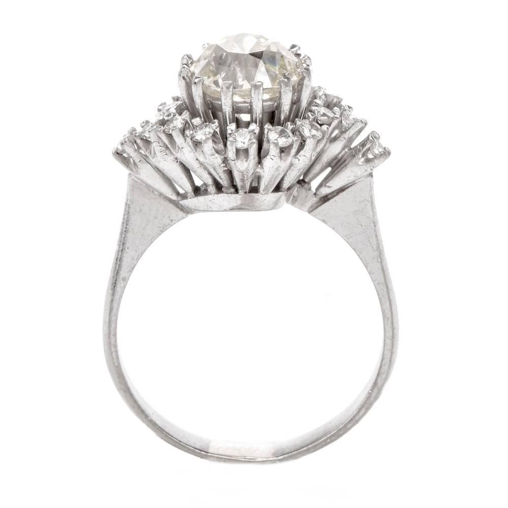 Vintage Old Mine Diamond Platinum Engagement Ring 1