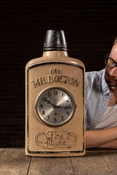 Vintage Old Mr. Boston Advertising Bottle Display with Gilbert 8-Day Clock