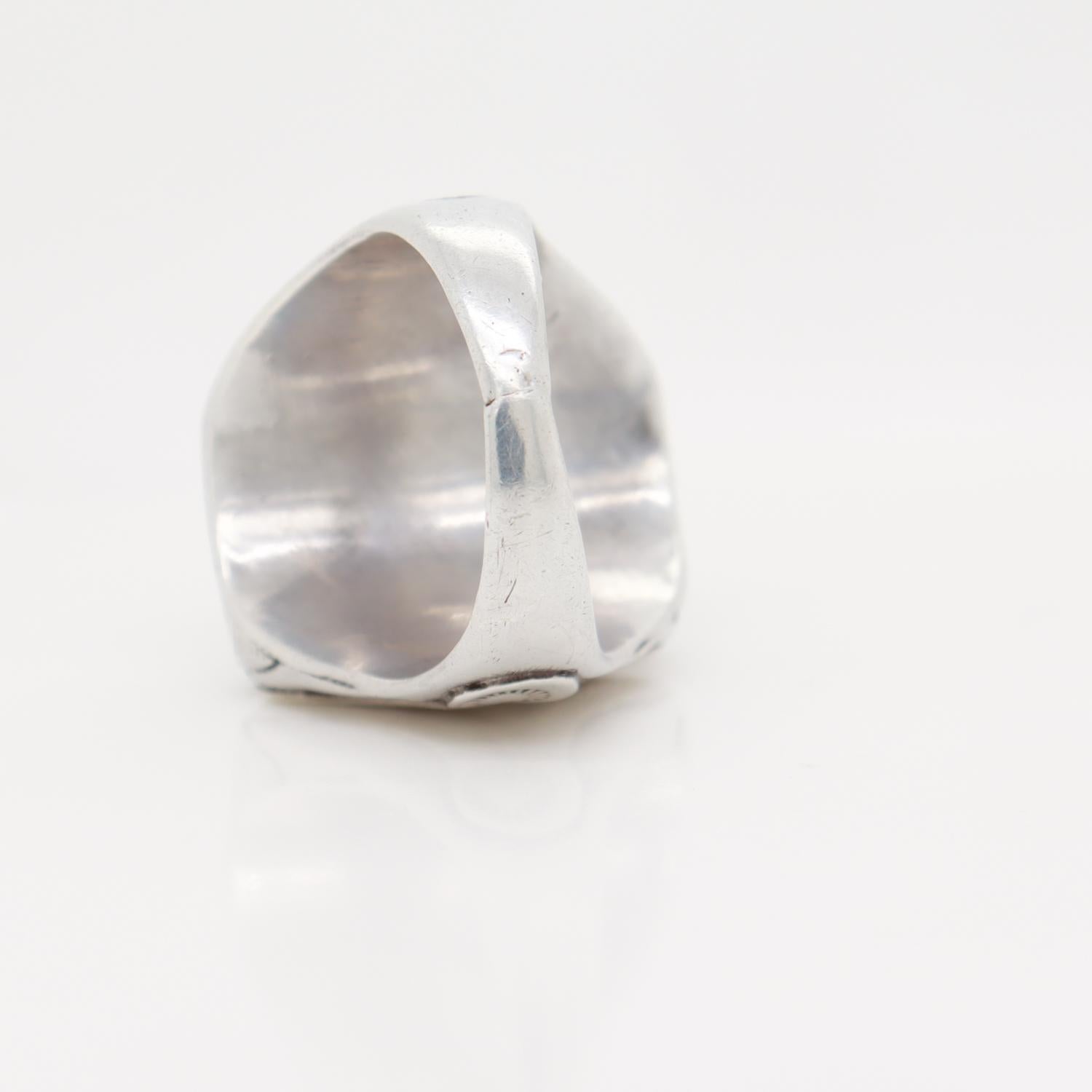 Vintage Old Pawn Navajo Silver & Petrified Wood Ring 9