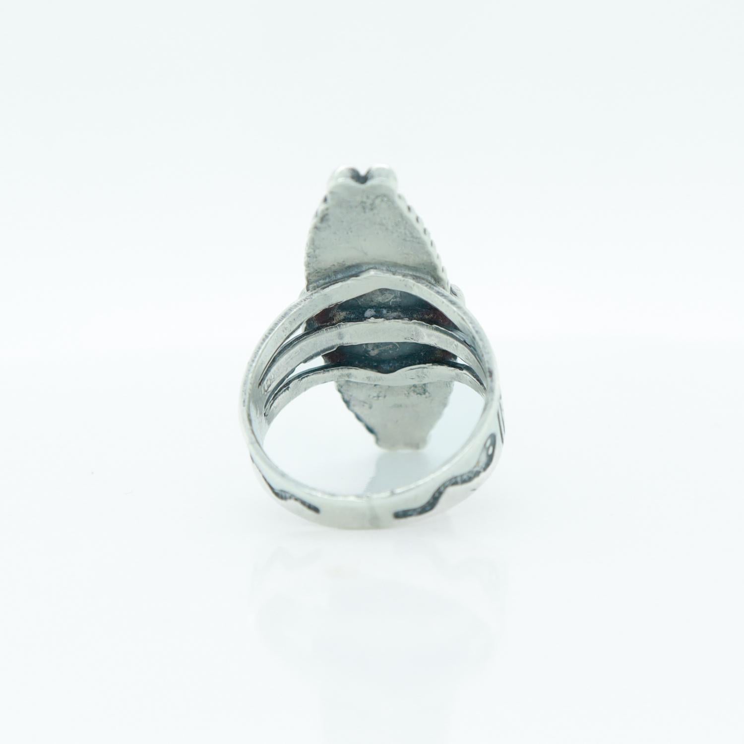 Vintage Old Pawn Navajo Sterling Silver and Turquoise Ring For Sale 1