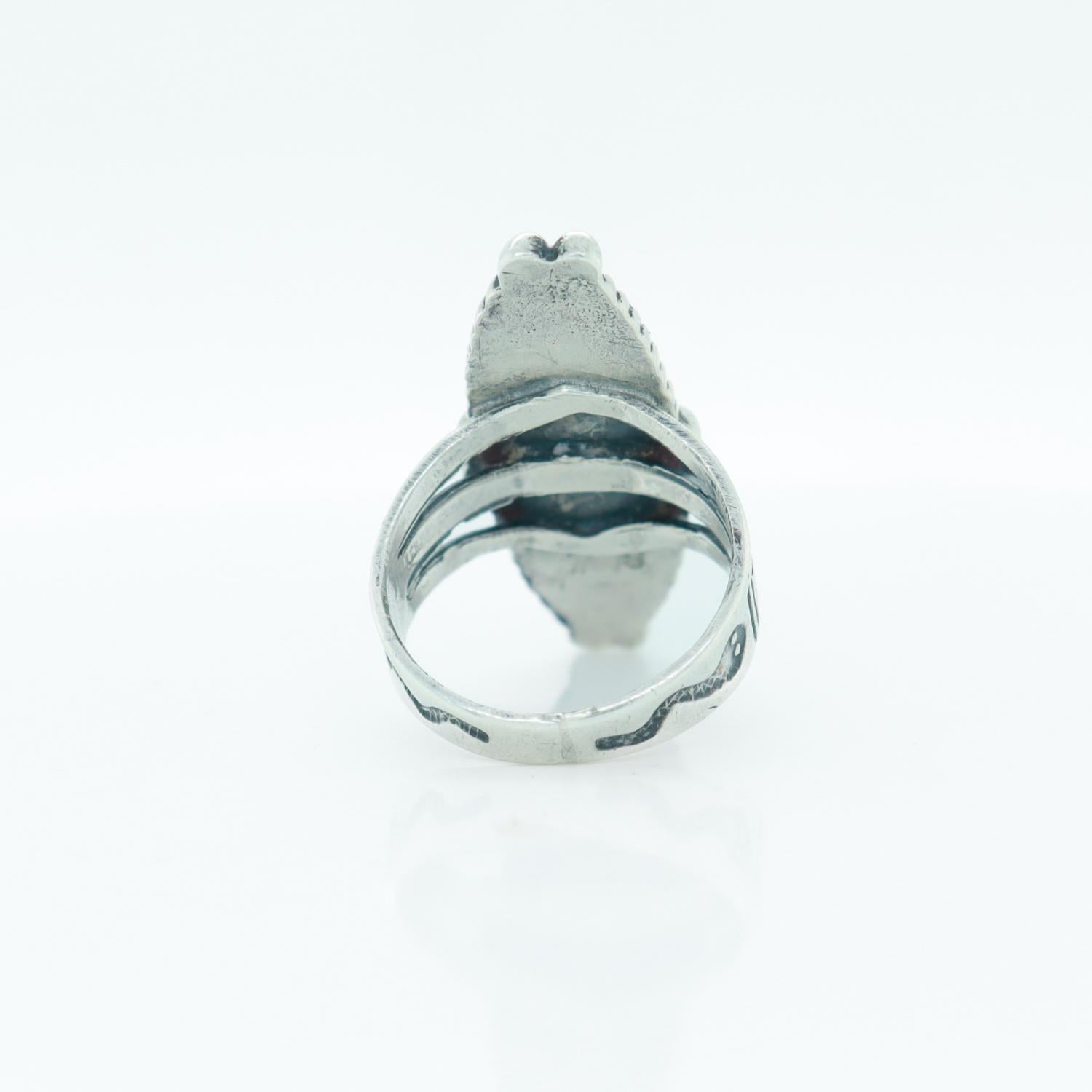 Vintage Old Pawn Navajo Sterling Silver and Turquoise Ring For Sale 2
