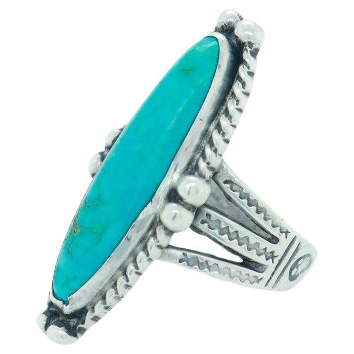 Old Native Rings Navajo White Buffalo Turquoise Ring For Sale at 1stDibs
