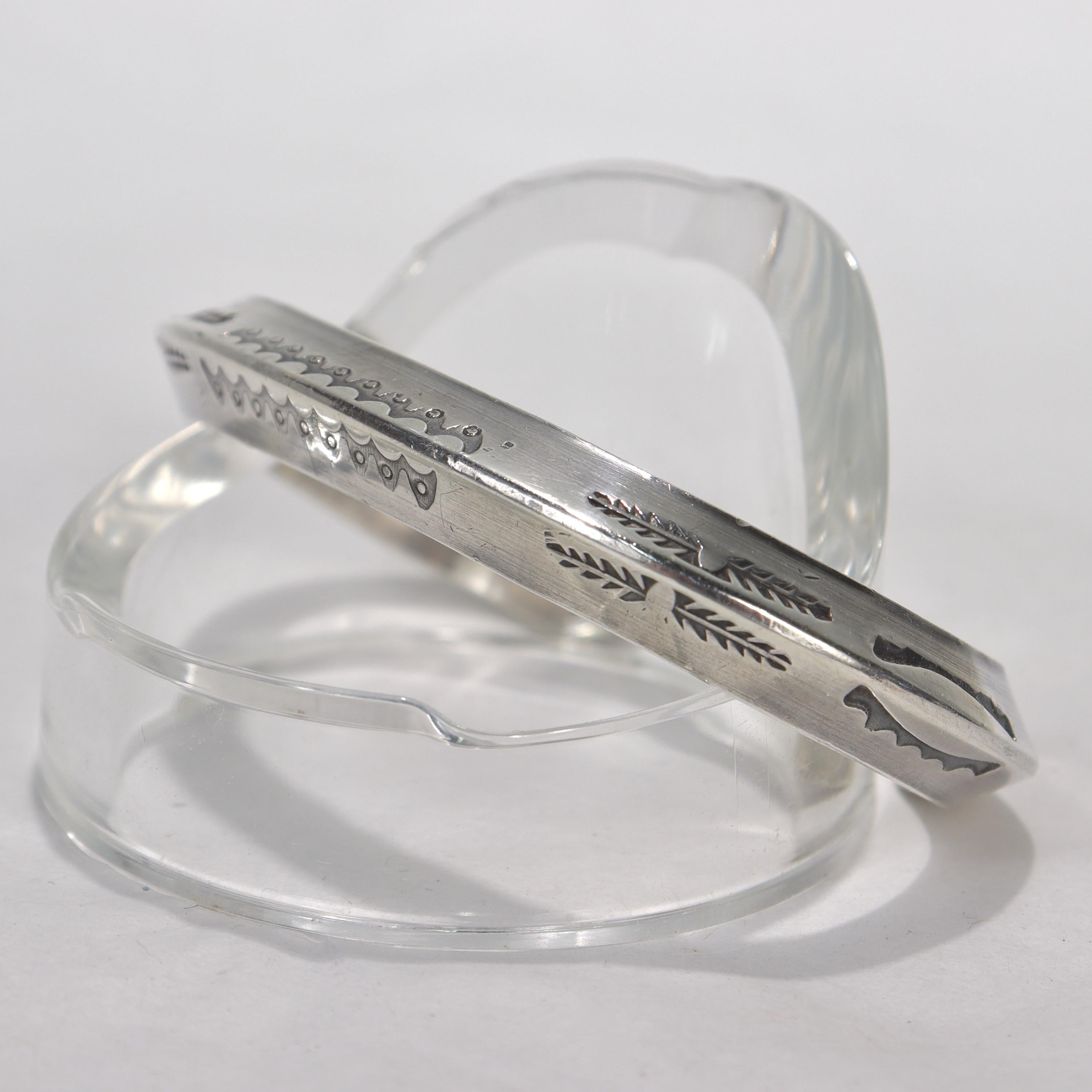 Native American Vintage Old Pawn Southwestern Navajo Silver Cuff Bracelet For Sale