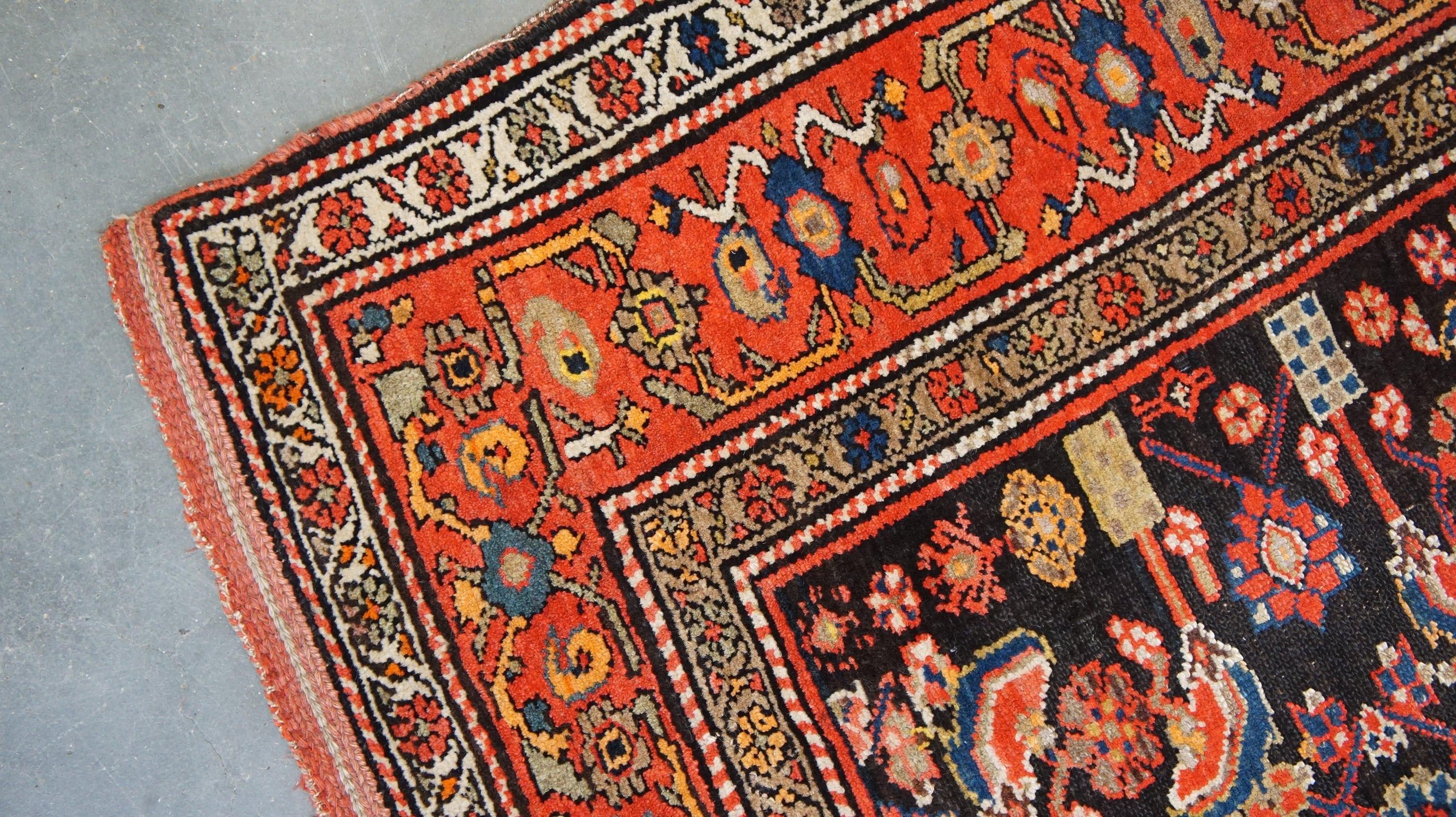 Offered this vintage old rug hand-knotted and in oriental style with beautiful colors 228x114cm.

Let your home shine with this beautiful rug. It has beautiful colors and beautiful details. These types of rugs are not only a popular item for a