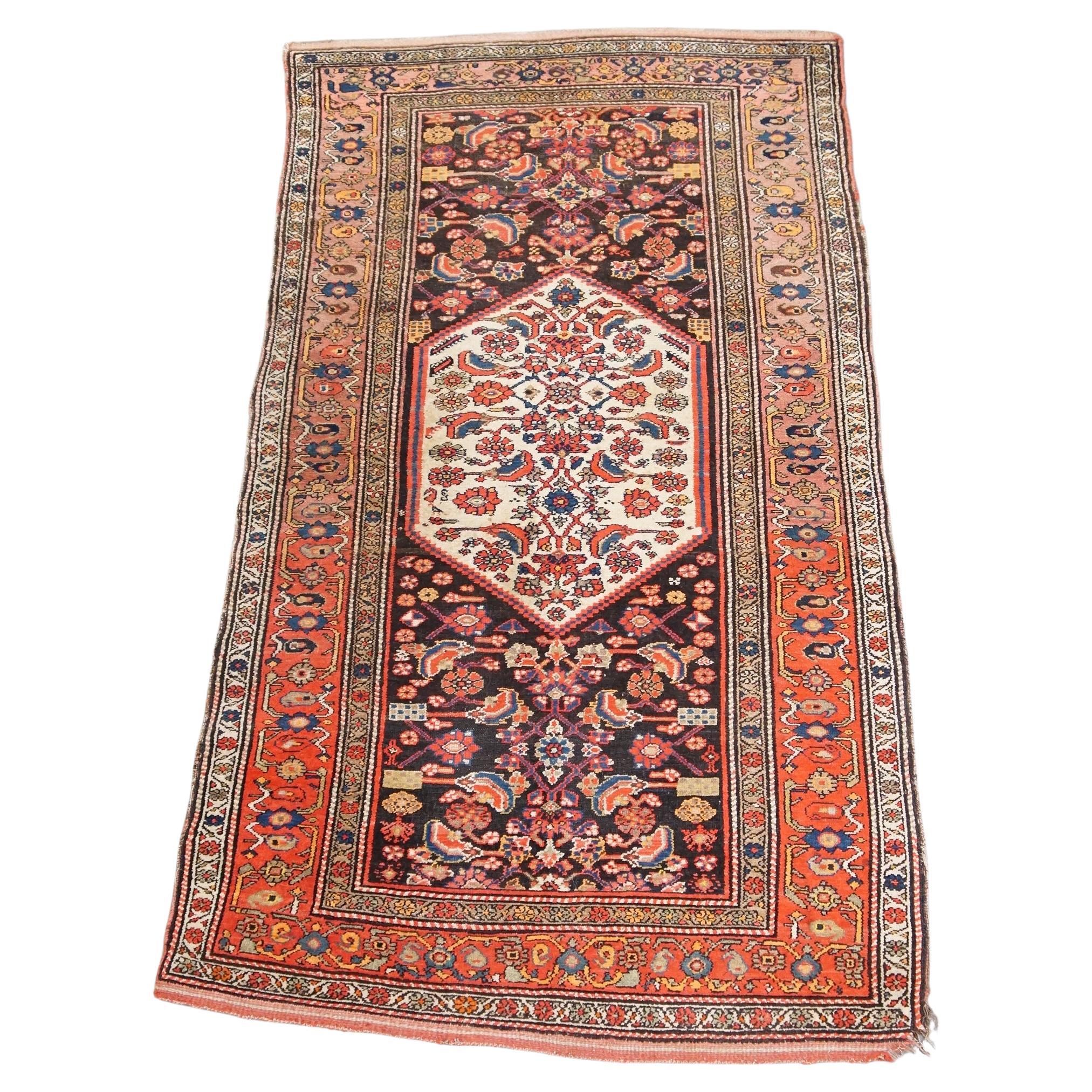 Handgeknüpfter Vintage-Teppich im orientalischen Stil mit schönen Farben 228x114 cm, handgeknüpft
