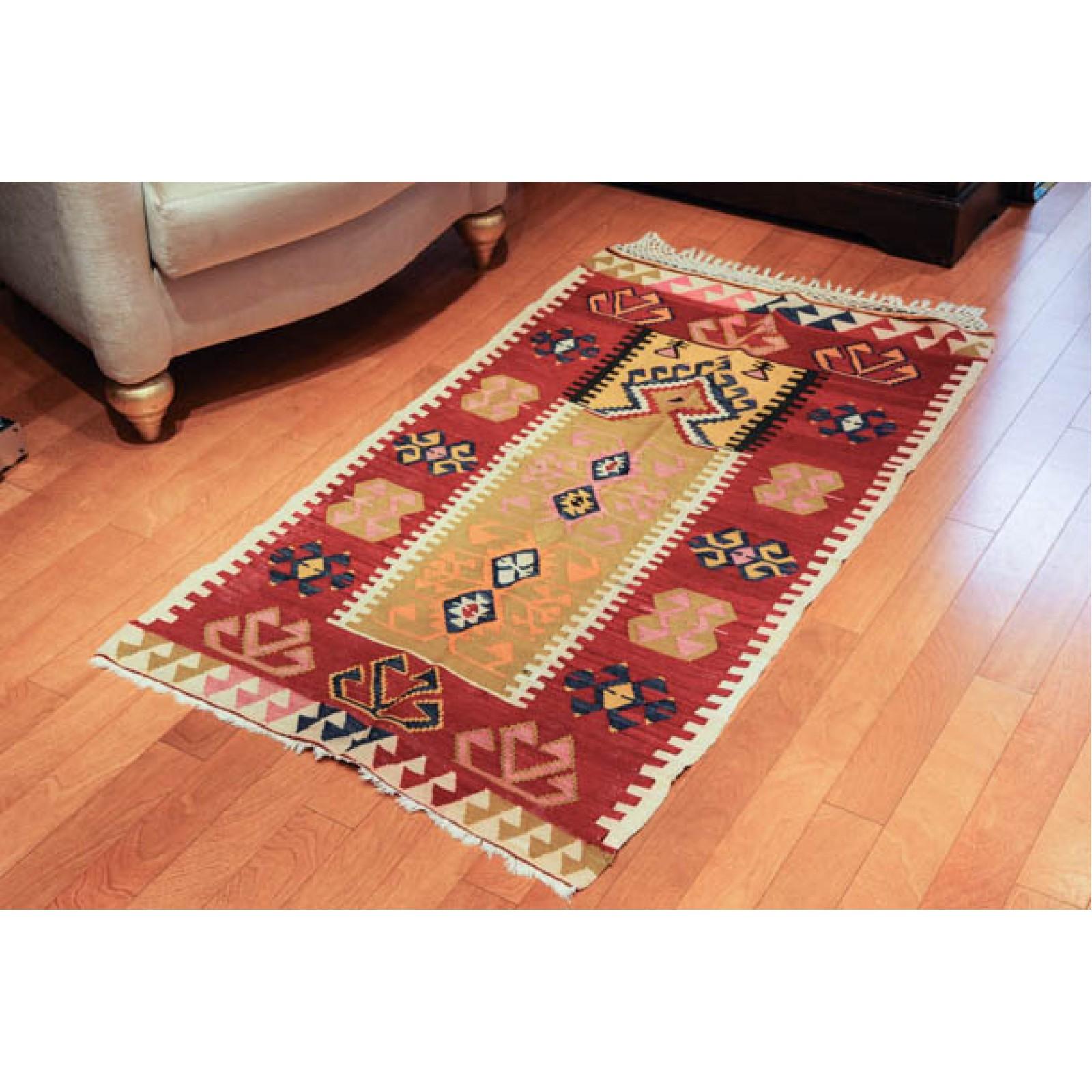 Vintage Old Sivas Kilim Central Anatolian Mihrab Rug Turkish Carpet For Sale 1