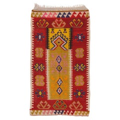 Retro Old Sivas Kilim Central Anatolian Mihrab Rug Turkish Carpet