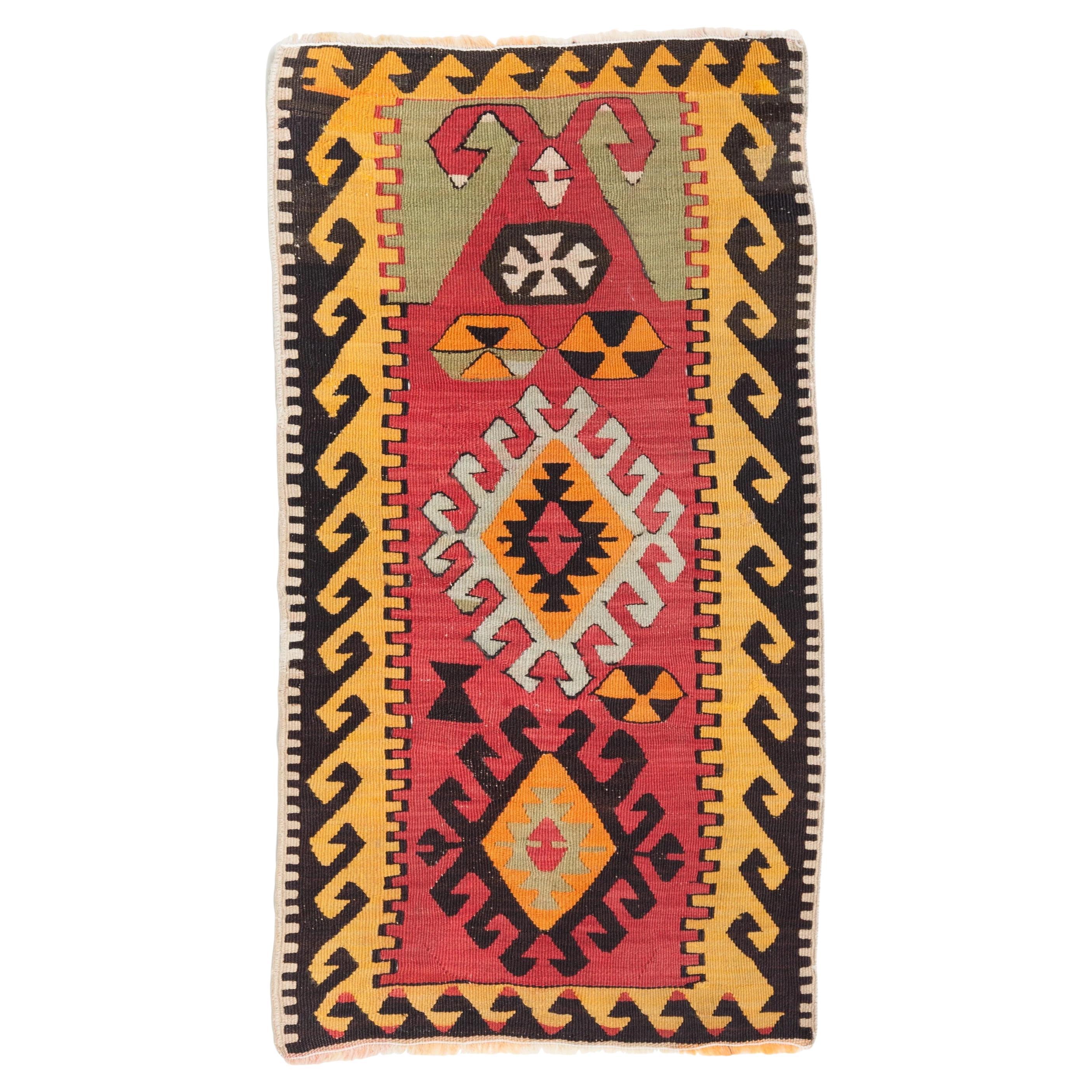 Vintage Old Sivrihisar Kilim Central Anatolian Rug Turkish Carpet